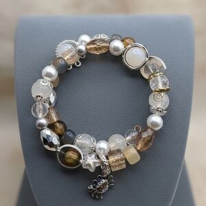 Sterling Silver Crab Charm Wire Bracelet